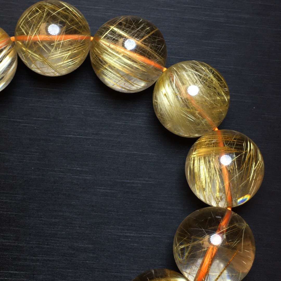 天然大颗粒金发晶顺发晶猫眼手链单圈男款发晶钛晶原石铜顺发手串