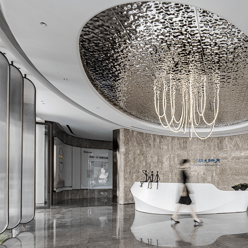 售楼部玻璃屏风隔断 酒店大堂不锈钢隔断轻奢现代可转动屏风定制