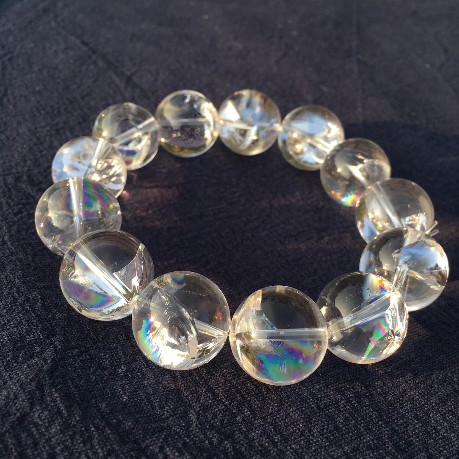 阿赛斯特莱梵天透体彩虹胶花七彩白水晶男女水晶手链