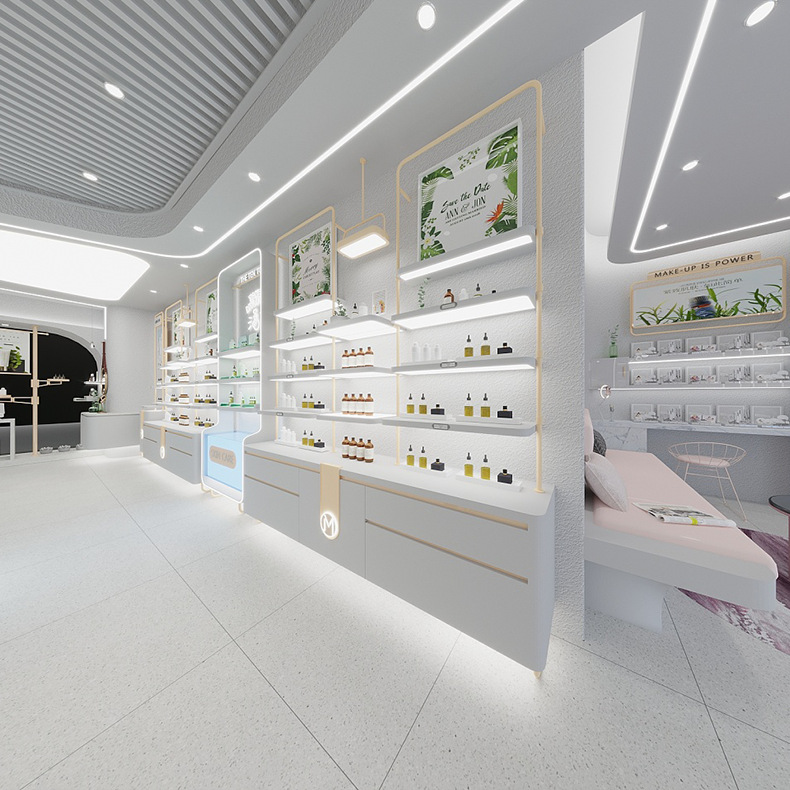 化妆品展示柜陈列架美容院护肤品展柜洗护用品货柜彩妆柜厂家定制