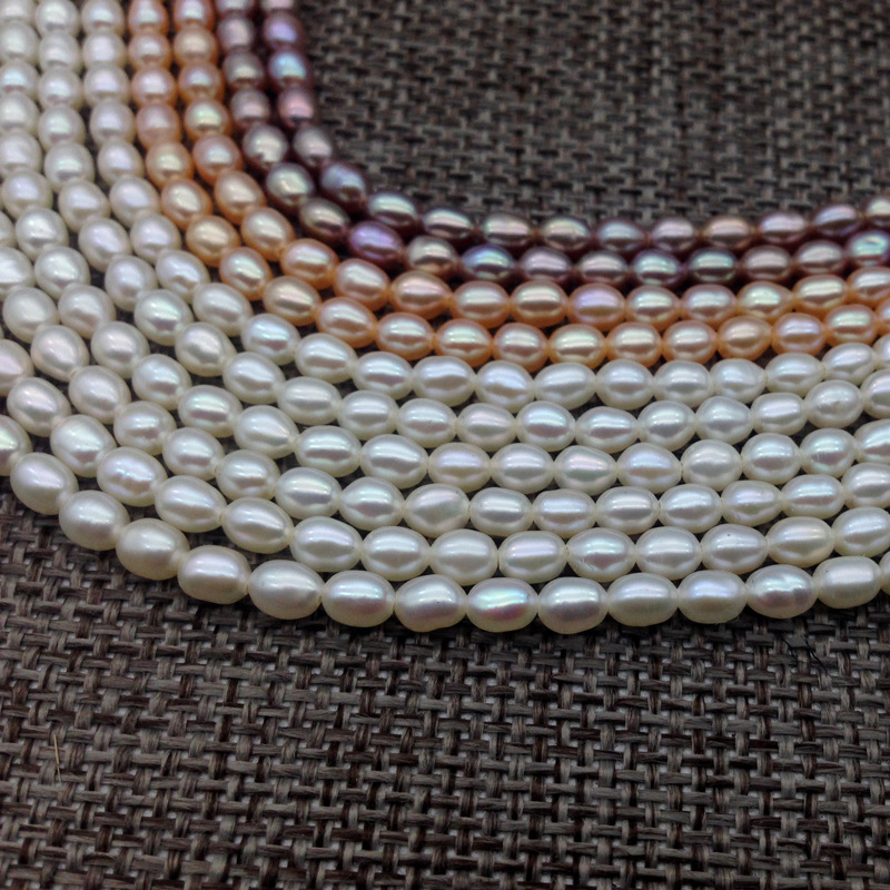 3-4mm小米粒型米形珍珠项链手链锁骨链diy近乎无暇强光秀气送妈妈