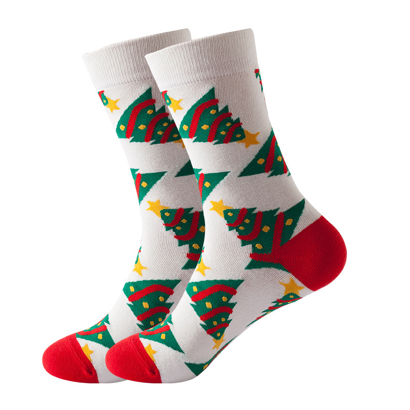 2024 New Christmas Socks Autumn and Winter European and American Ins Fashion Socks Amazon Mid-Calf Length Socks Cross-Border Christmas Socks