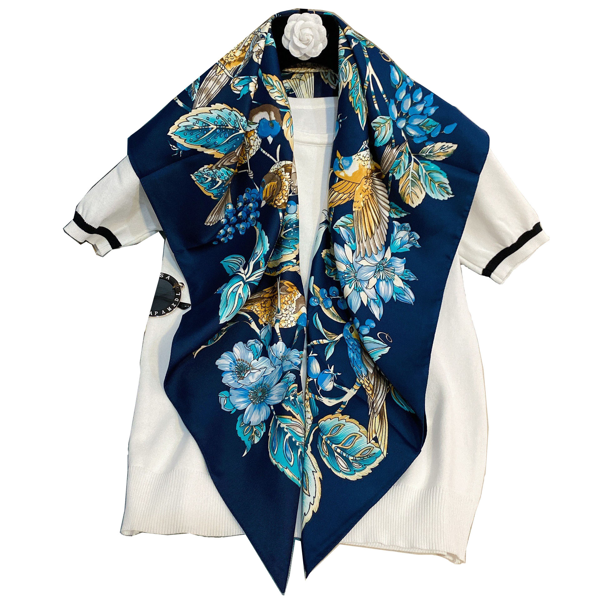 Spring New Korean High-End Fashion Wholesale 90 Silk Scarf Artificial Silk Printing Hundred Women's Fashion Twill Large Kerchief