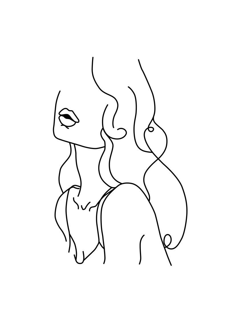 现代简约装饰画抽象线条人物轮廓画客厅电表箱背景墙装饰画无框