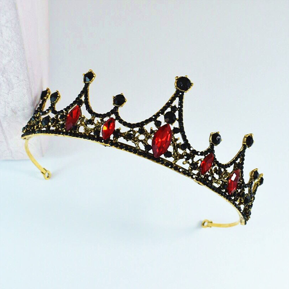 新款复古新娘黑色巴洛克女皇冠头饰生日王冠婚纱礼服配发饰品批发