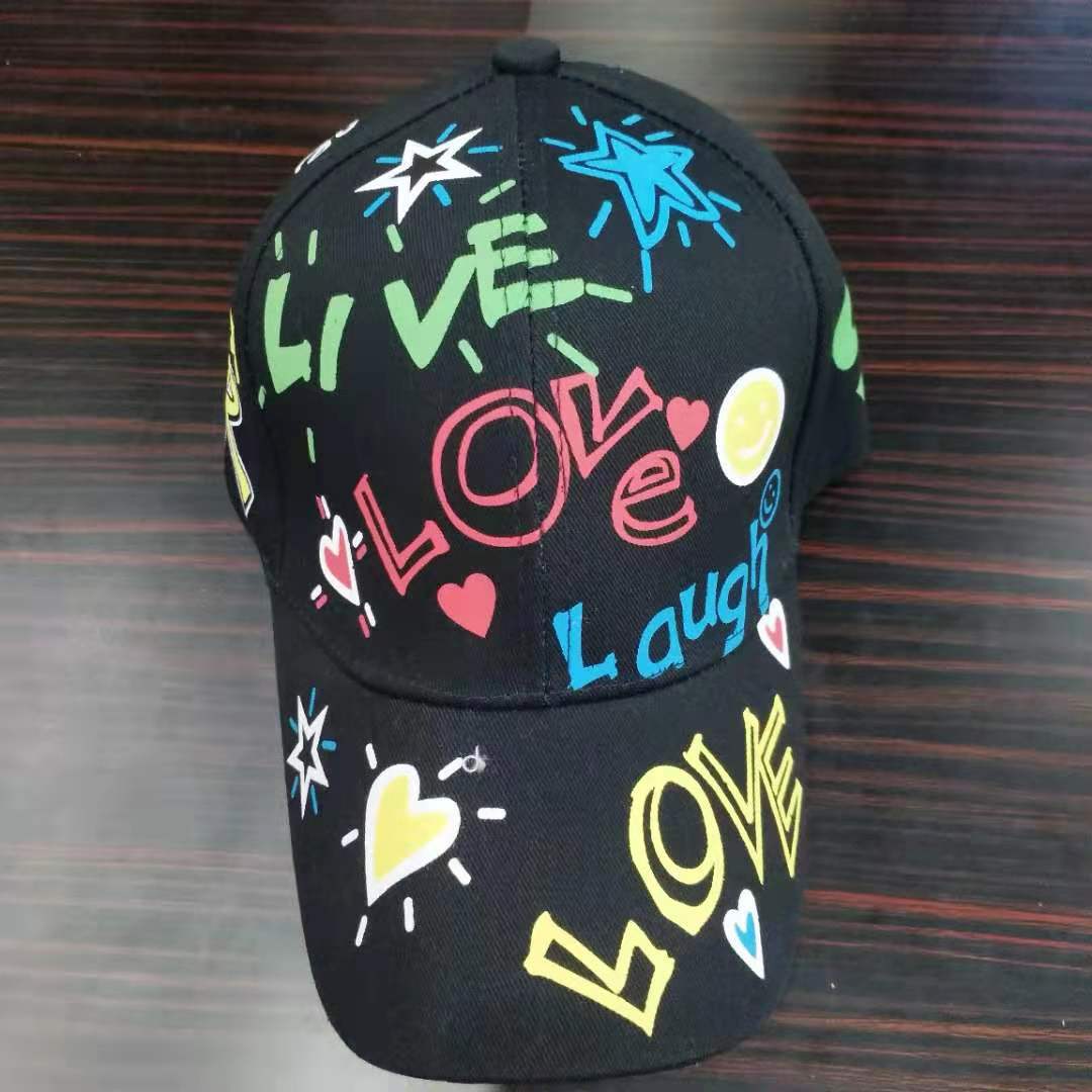 新款涂鸦帽子女嘻哈棒球帽男士情侣黑色帽春秋时尚韩版休闲鸭舌帽