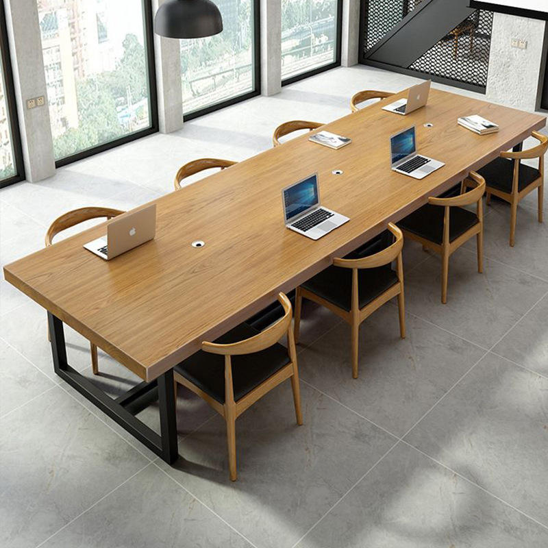 简约职员实木办公桌大型多人培训会议桌椅办公室长方形商务洽谈桌