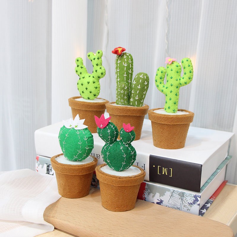 ins多肉植物盆栽仙人掌不织布儿童手工diy成人制作材料包创意礼物