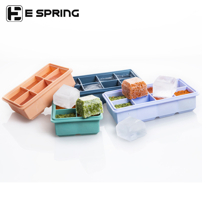 Food Grade Children Silica Gel Complementary Food Box Simple Silicone Ice Cube Tray with Lid Silicone Baby Food Box