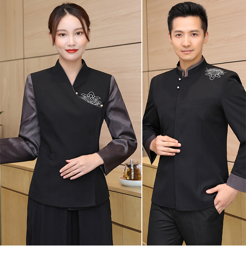 服务员工作服长袖秋冬装 酒店中餐厅餐饮饭店火锅店工作男女制服