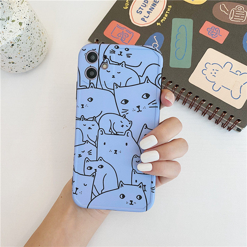 简笔画猫咪苹果xsmax手机壳xr适用iphone11pro/7/8plus卡通软壳女