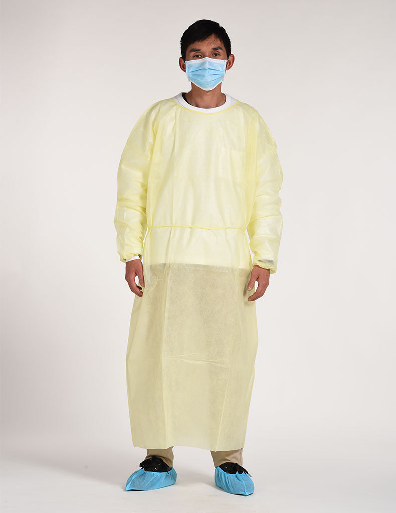 现货一次性pp隔离服 黄色蓝色防尘服民用无纺布隔离衣连体防护衣