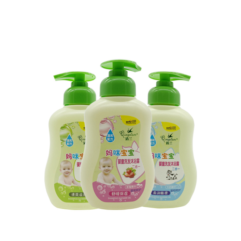 厂价直销批发 清兰300毫升婴儿洗发沐浴牛奶精华洗发沐浴露二合一