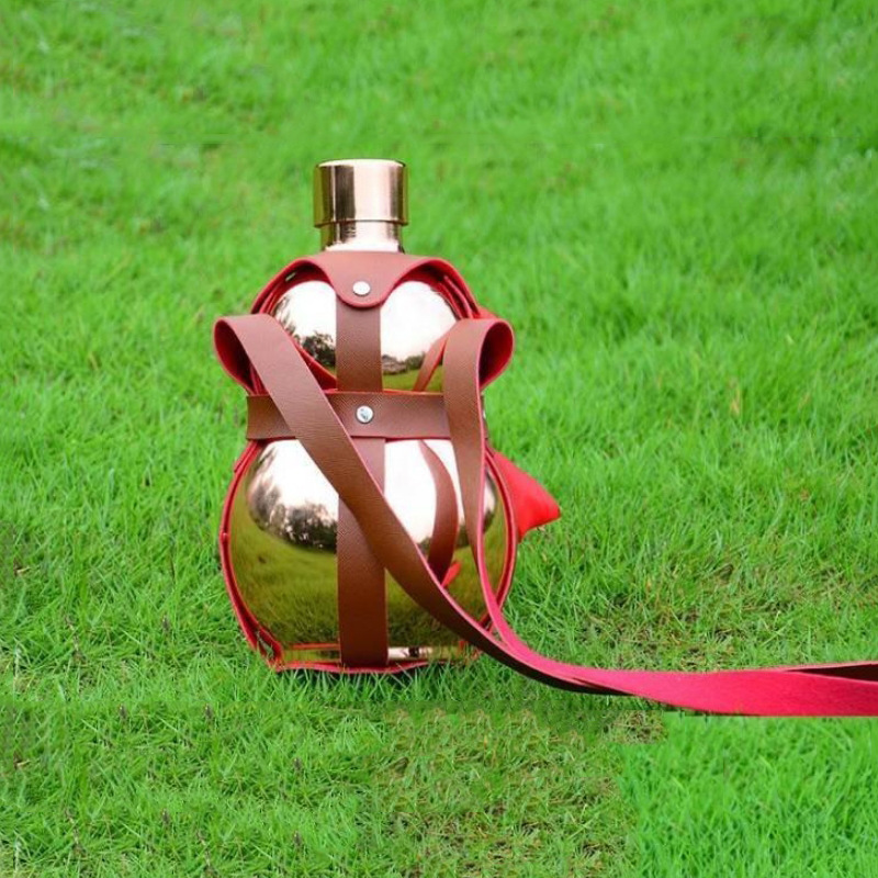 不锈钢酒葫芦皮套 俄罗斯酒葫芦半斤一斤小瓶套 户外便携可定制