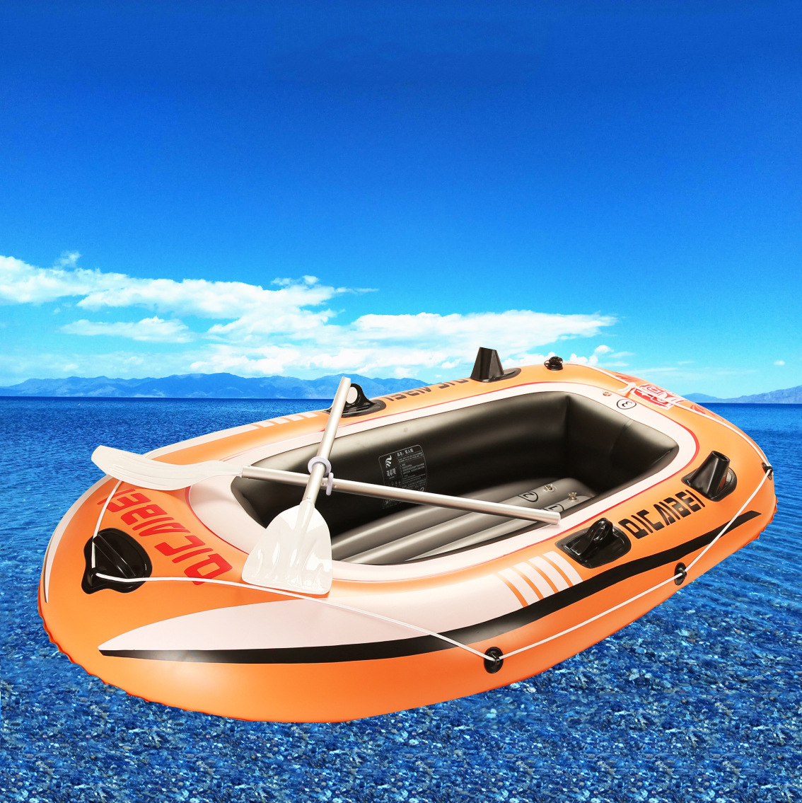 奇彩贝 新款水上充气二人漂流船橡胶冲锋舟pvc加厚户外钓鱼船现货