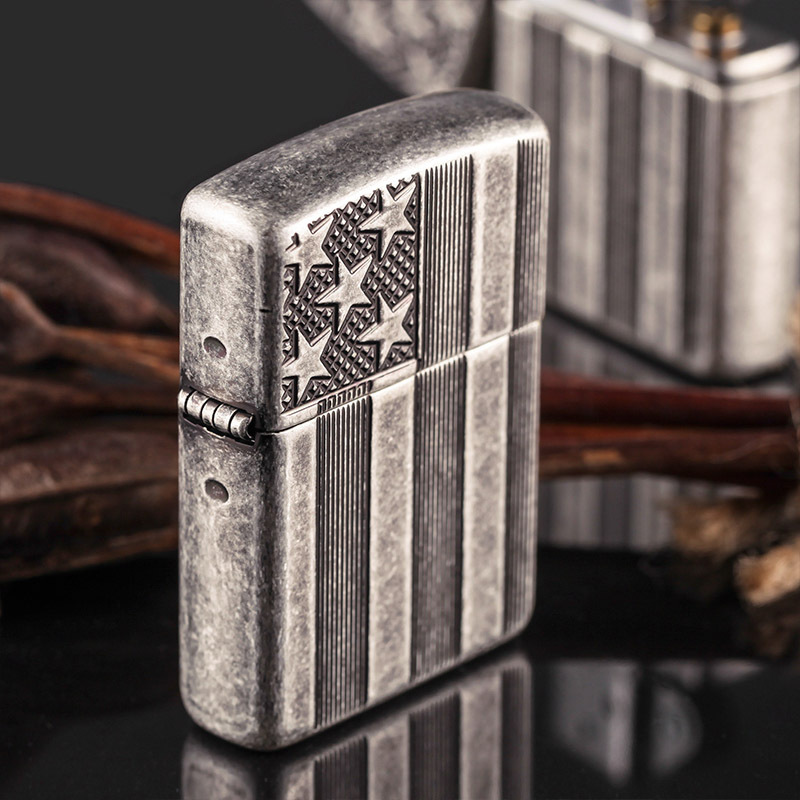 正品17年 zippo 之宝 打火机 古银盔甲星条旗帜28974 带码
