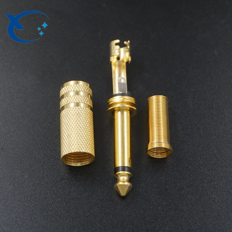镀金网纹大二芯6.5插头 6.35单音单声话筒插头吉他音频耳机插头