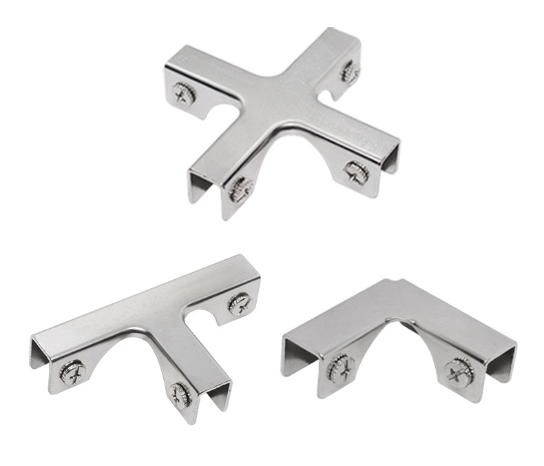 l型t十字玻璃夹子鱼缸加固90度直角隔断304不锈钢组合展柜瓷砖夹