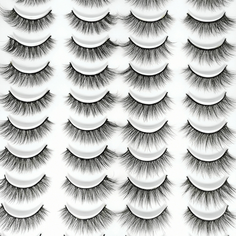 3D Chemical Fiber False Eyelashes 20 Pairs Handmade Natural Curling Thick Assortment Pack Eyelash Cross-Border Supply