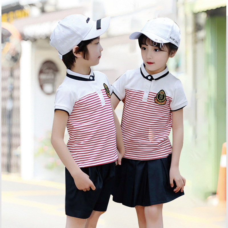 幼儿园园服夏装纯棉套装短袖学院风儿童毕业服夏季班服小学生校服