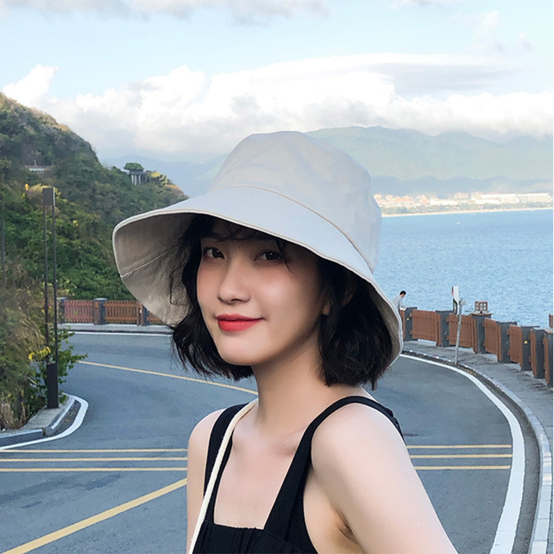 2023 Spring/Summer New Style Fisherman Hat Women's Korean-Style Trendy Japanese Solid Color Bucket Hat Sun Protection Sun Hat Men's and Women's Sun Hat