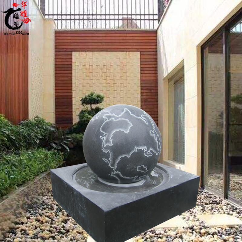 石雕喷泉风水球户外流水景观喷水转运球欧式中式花园大理石头喷泉