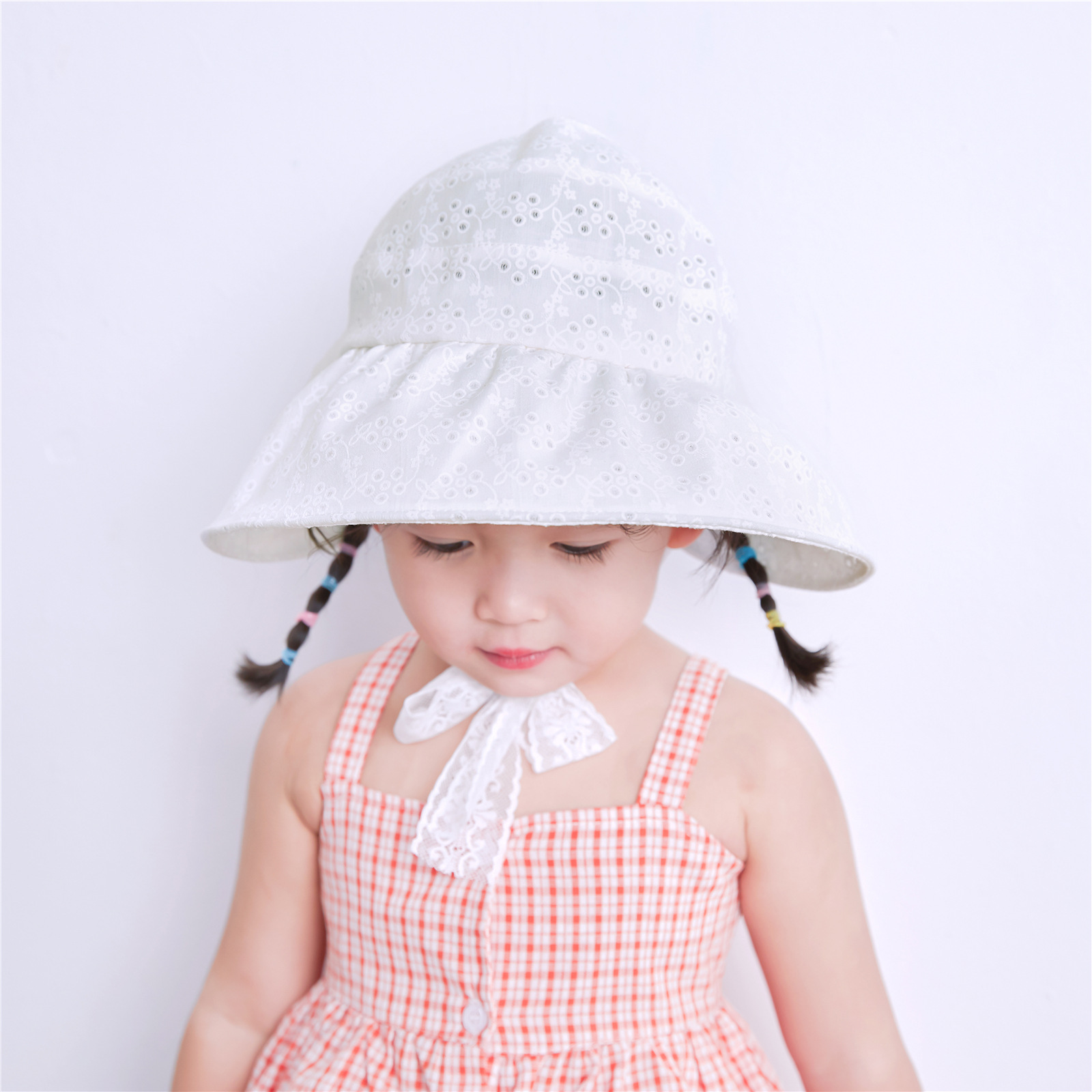 碧达儿童帽子夏新款印花大檐立体遮阳空顶帽韩版婴儿太阳帽批发