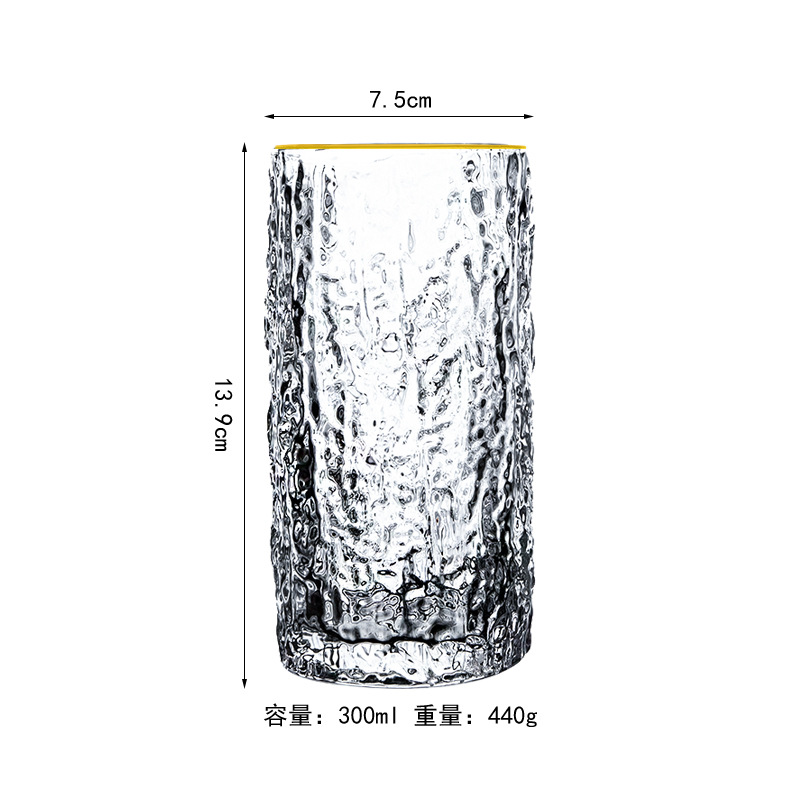 Creative Bark Pattern Glass Embossed Tree Pattern Water Cup Internet Celebrity Ins Cold Drink Cup Whiskey Beer Steins Wholesale