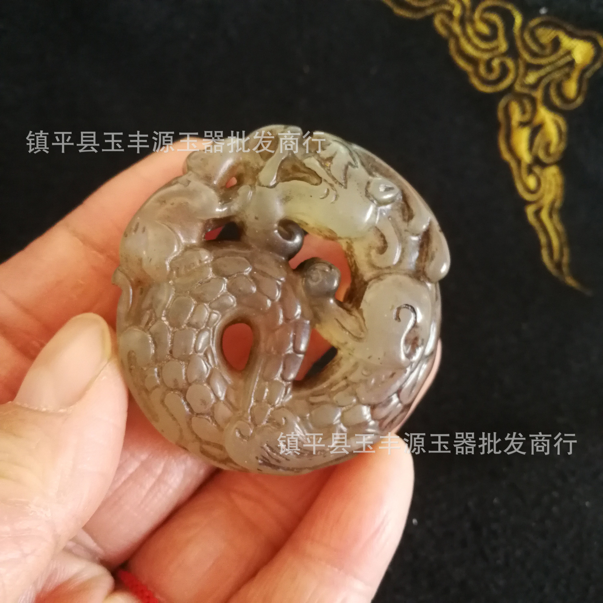 批发仿古老玉手把件岫玉龙行天下吊坠望子成龙镂空玉佩腰挂老物件