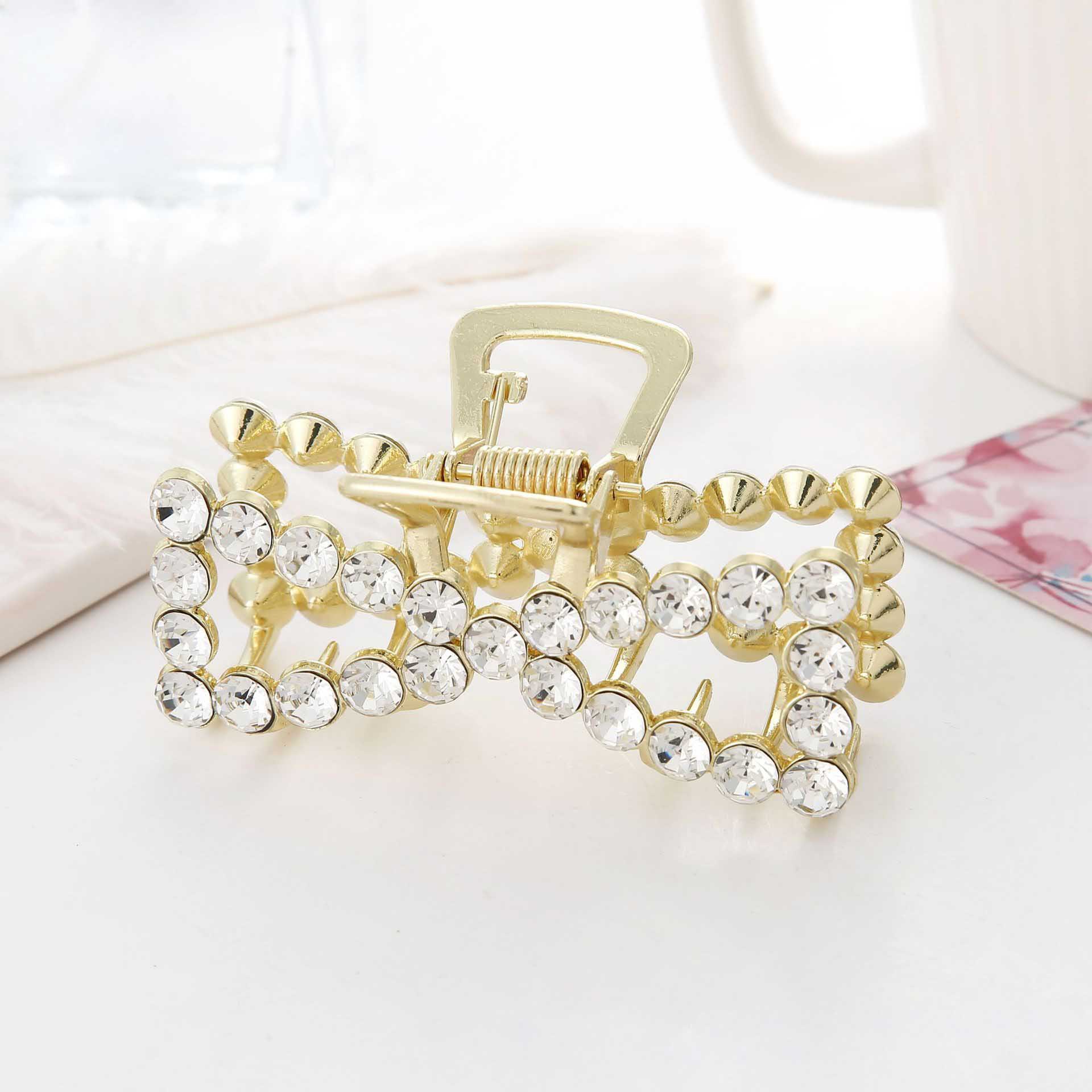 抓夹带钻 韩国水钻发夹 发抓金属 新款网红发夹洗澡发夹 大号发抓