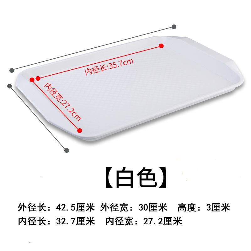 Rectangular Drop-Resistant Plastic Pp Tray Thick Non-Slip Chinese Restaurant Fast Food Plate Color Binaural Tray Wholesale