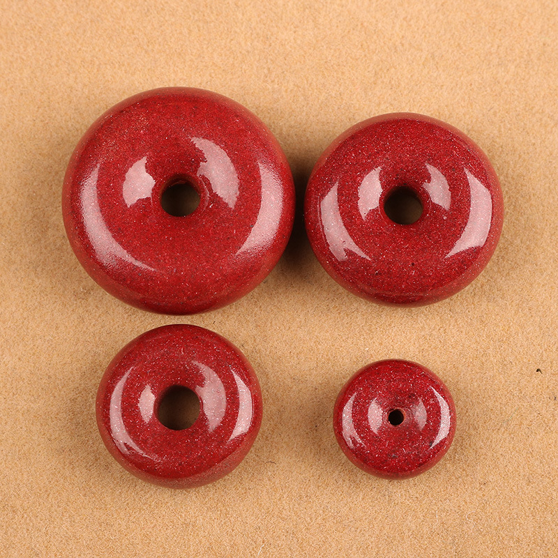 原矿朱砂紫金砂平安扣紫金朱砂原矿扣子diy朱砂挂件散珠配件