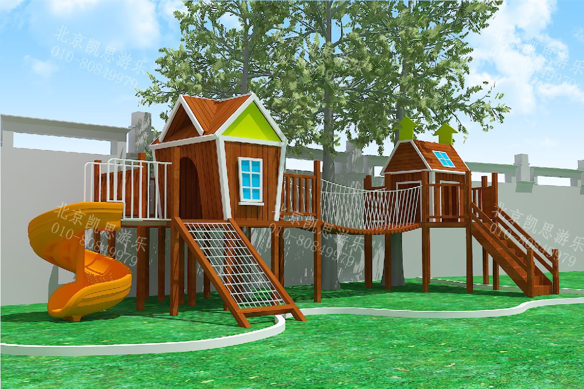 儿童树屋滑梯农庄户外攀爬架亲子乐园不锈钢滑梯景区木质拓展滑梯