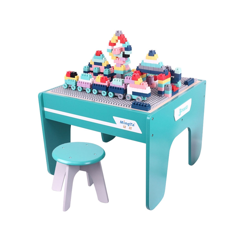 铭塔多功能学习桌 男女孩益智拼装diy玩具大颗粒积木桌子