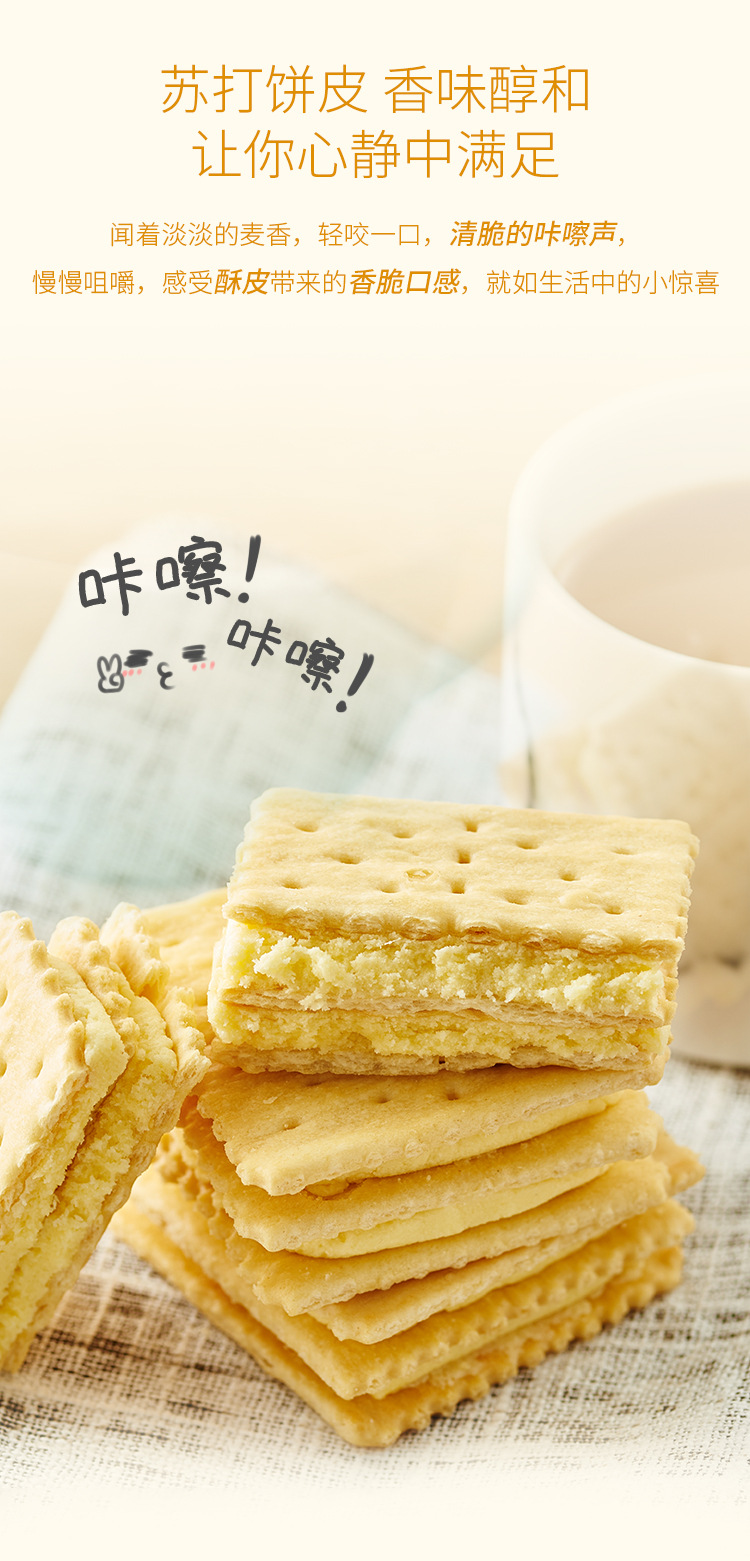 康师傅3 2苏打夹心饼干125g 压缩饼干 早餐休闲零食苏打饼干