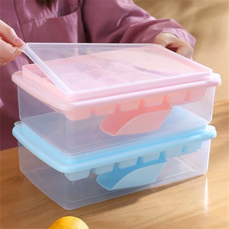 Creative Simple Household Ice Tray Mold Refrigerator Ice Box Square Ice Cube Homemade Ice Storage Box 0755-3