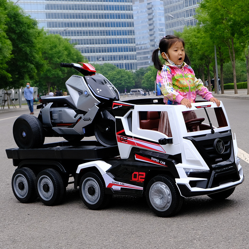Children's Electric Truck Double Drive Four-Wheel Remote Control 2-8 Years Old Child Baby Toy Car Can Sit Double