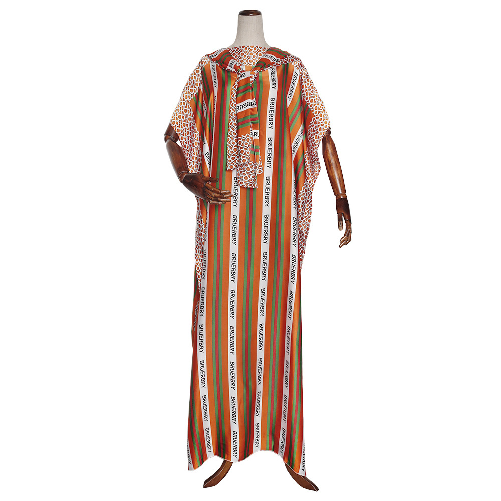 外贸大码女装批发silk连衣裙夏季非洲长袍带头巾