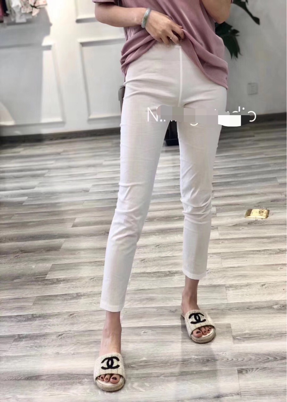 20春夏女款裤子 薄款女式修身裤 超薄白色薄而不透