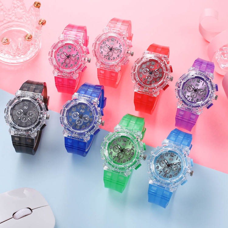 Factory Direct Sales Cross-Border E-Commerce Hot Sale Colorful Flashing Light Luminous Watch Korean Fashion Creative Men and Women Children's Watch