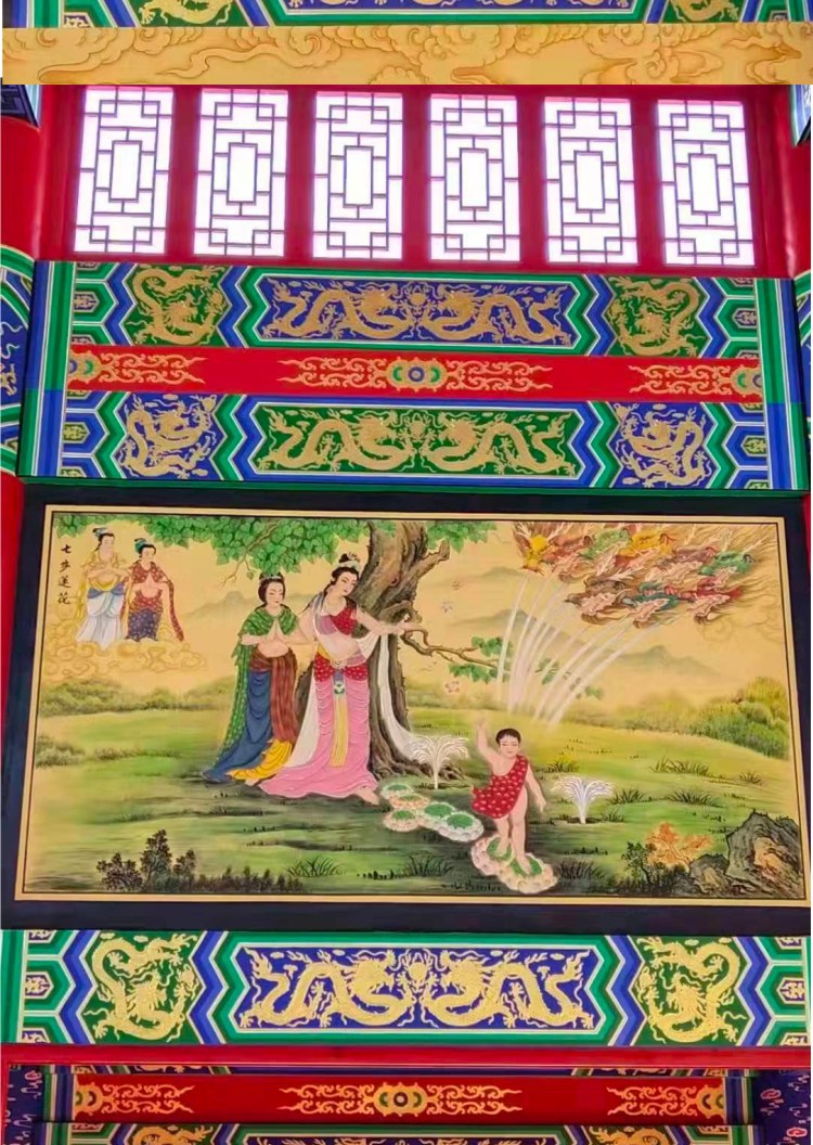 厂家定制 墙体彩绘墙体壁画宗教壁画寺庙道观宫殿庵堂古建筑彩绘-阿里