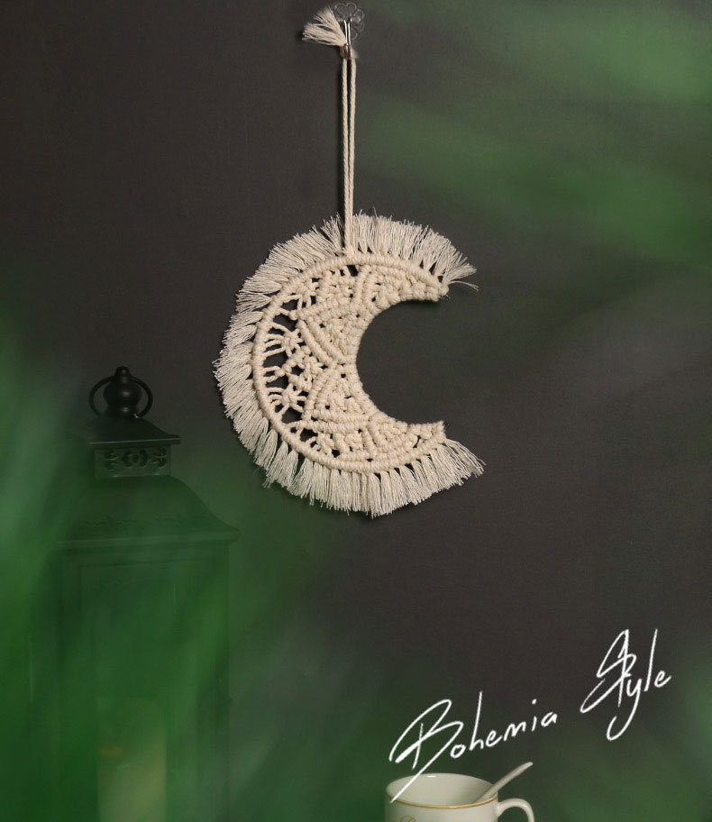 新款月亮手工编织壁挂 波西米亚挂毯卧室客厅装饰品挂饰挂件