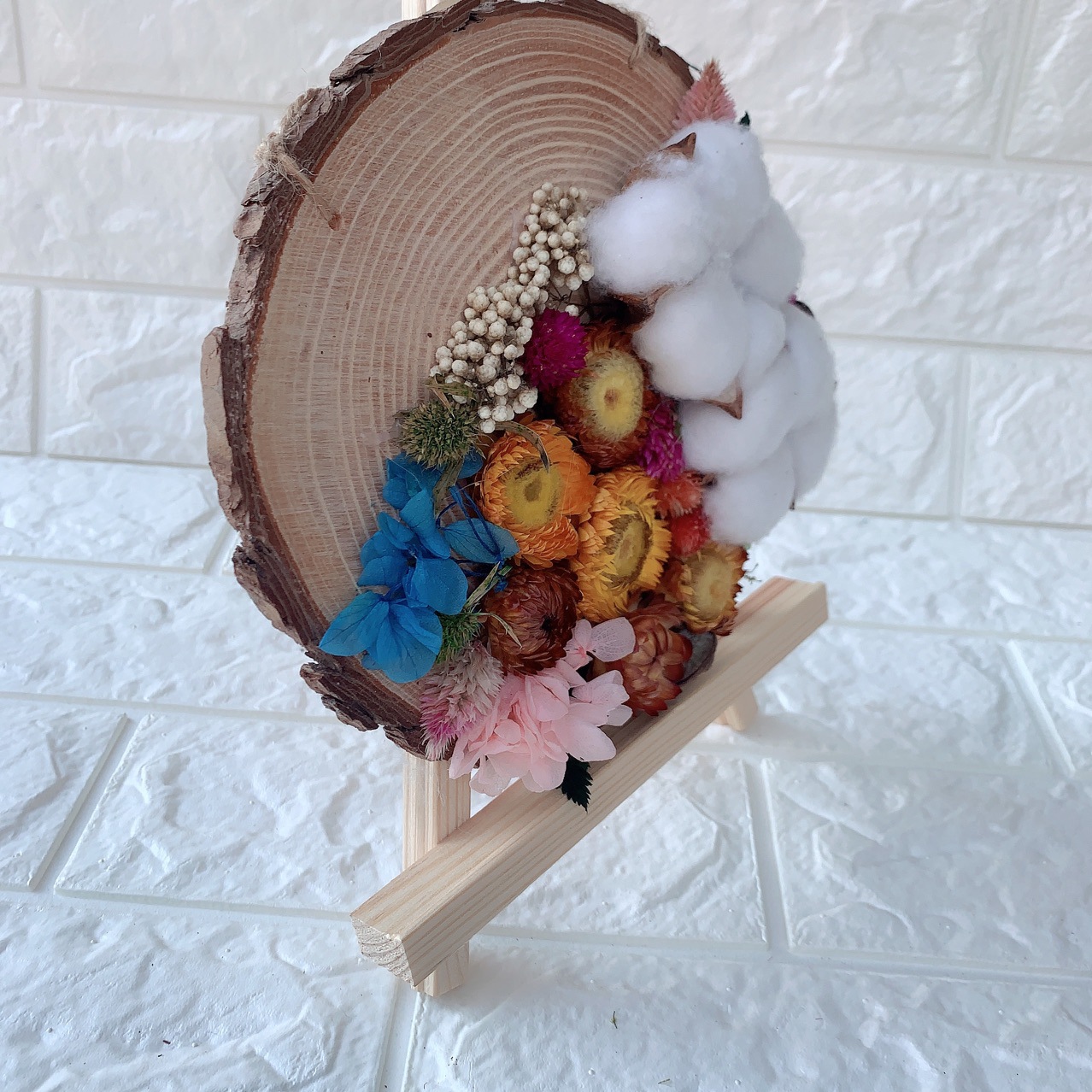 创意干花年轮木片 diy创意手工制作材料包 暖场活动各种活动专用