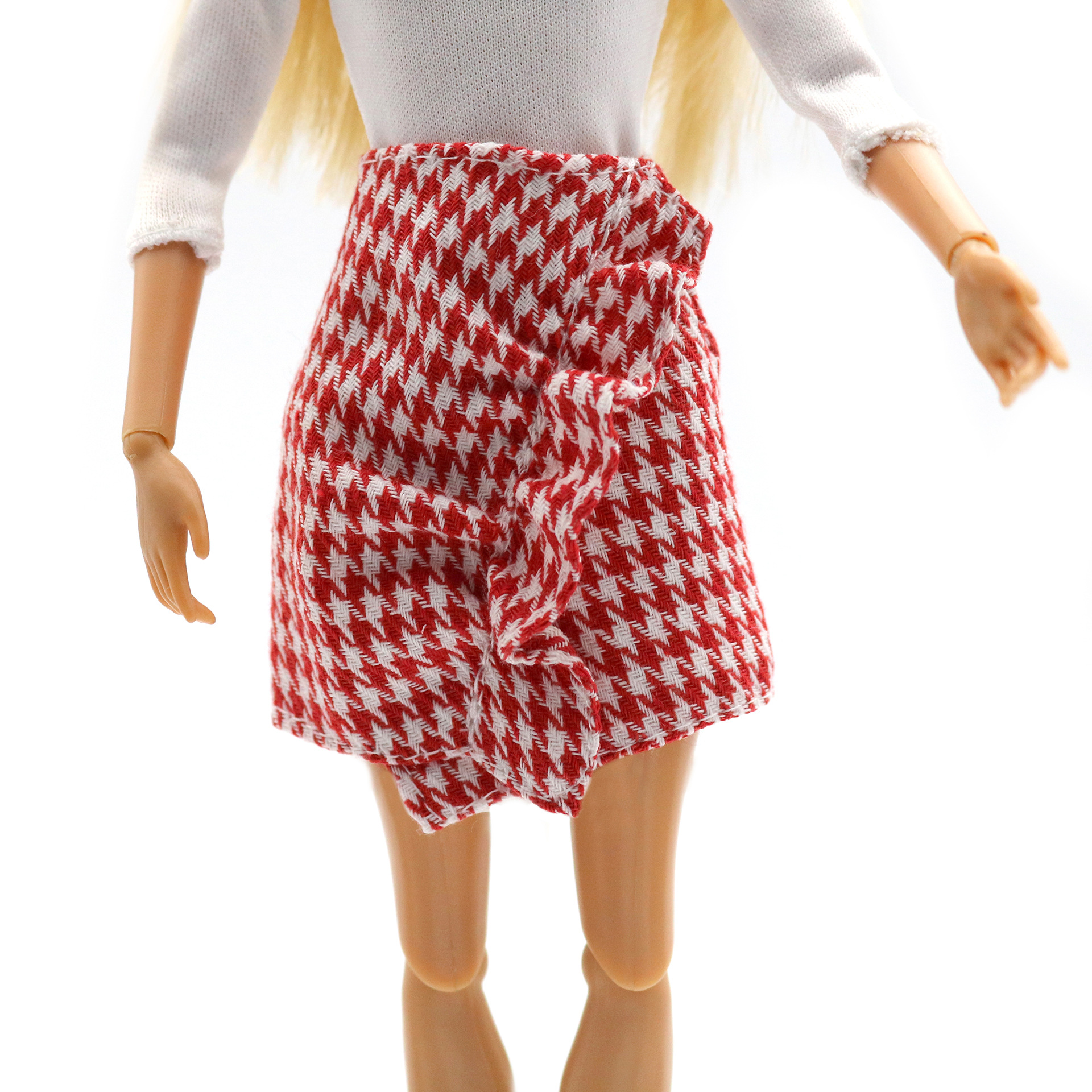 29cm 芭比洋娃娃玩具衣服配件 千鸟格半身裙 换装小布blythe6分