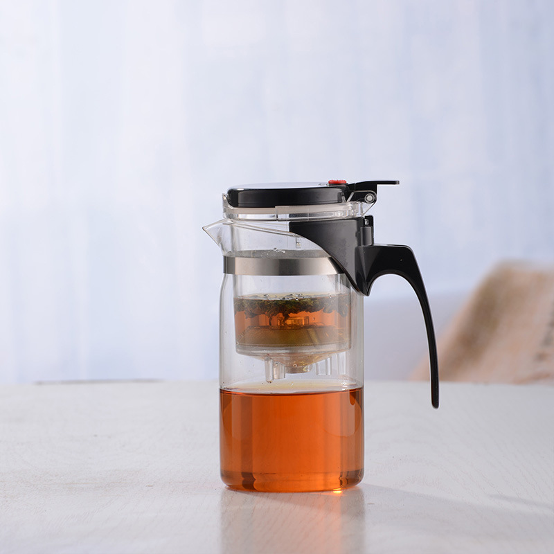 礼品飘逸杯高硼硅玻璃按压式过滤茶壶可拆卸内胆办公茶壶飘逸壶