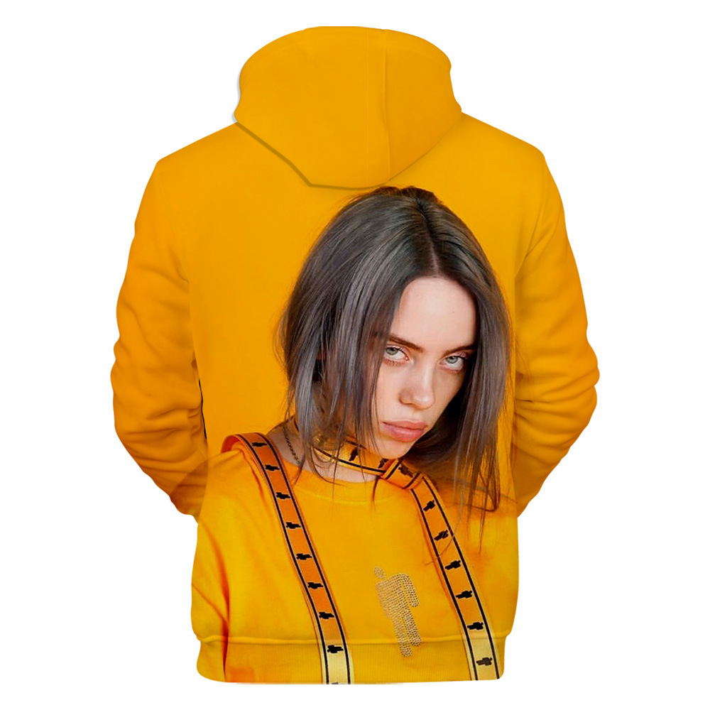 2020跨境洛杉矶新晋歌手 billie eilish 3d数码打印带帽卫衣