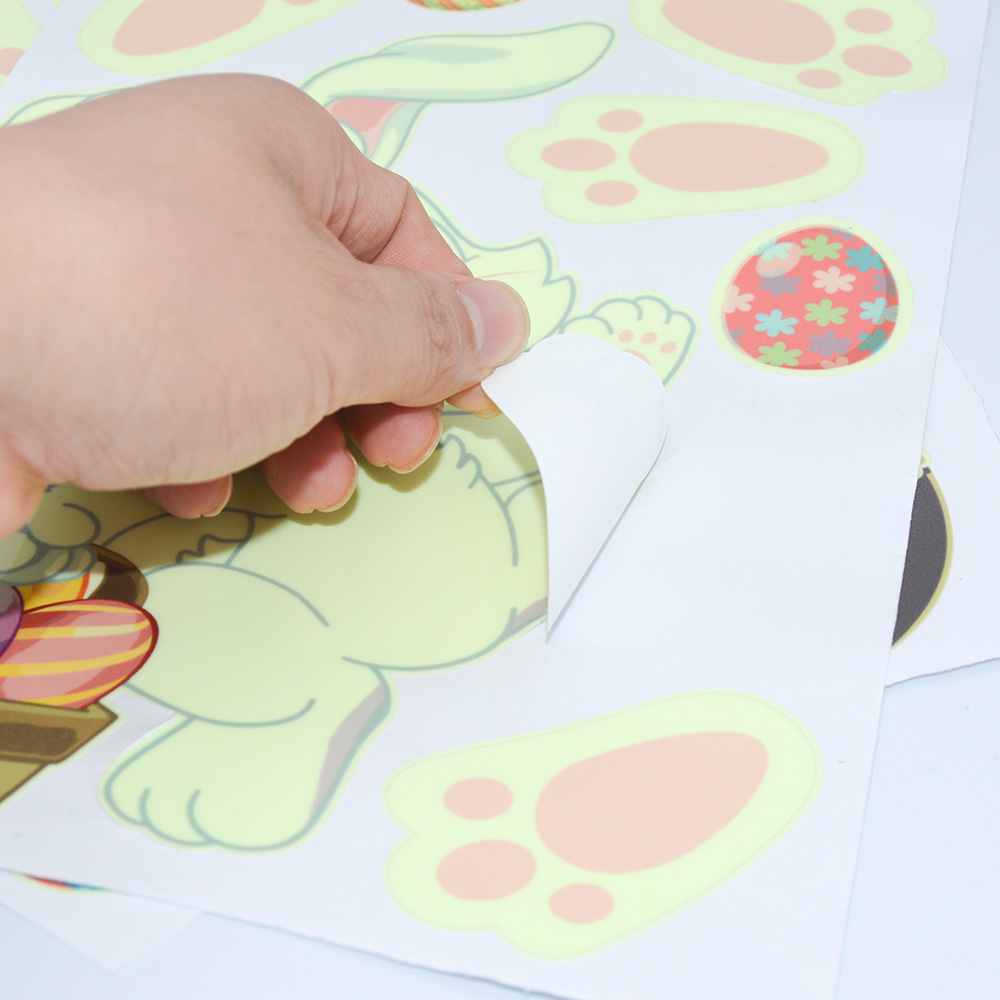 ygp014复活节兔子脚印彩蛋夜光贴happy easter节日装饰荧光贴纸