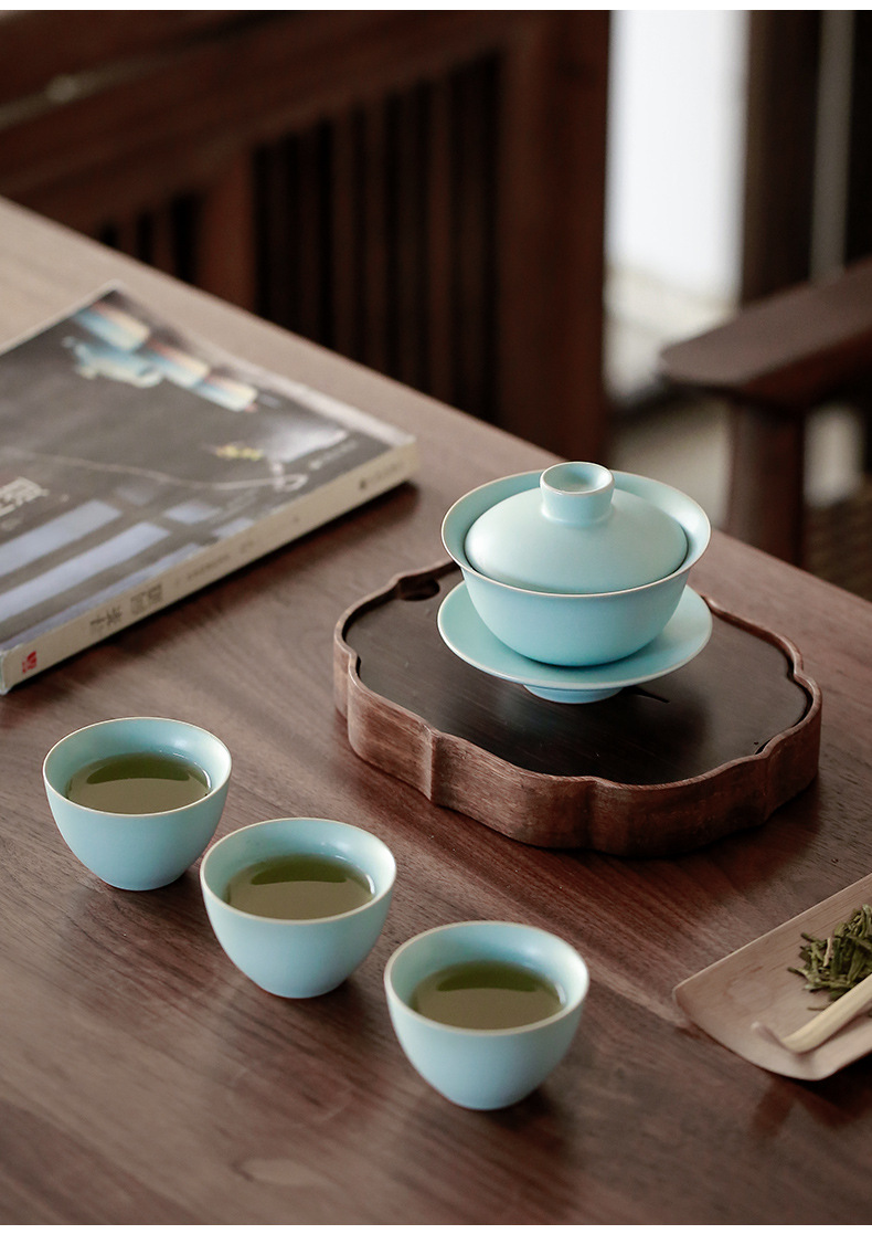 汝窑小茶杯茶碗陶瓷泡茶杯子汝瓷品茗杯开片单杯茶盏主人杯北宋