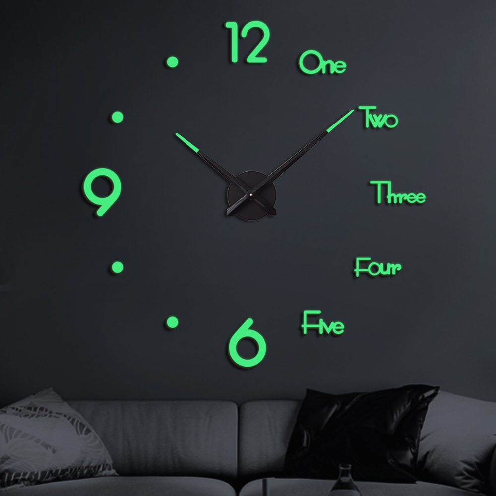 Amazon Creative DIY Luminous Acrylic Clock Living Room Fashion Decoration Digital Wall Sticker Wall Clock Can Be Sent on Behalf