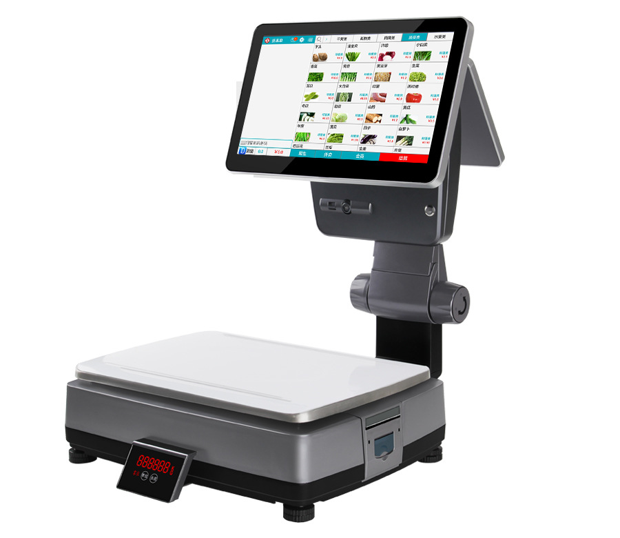 超市收银秤水果称重收银机一体称 麻辣烫商用条码标签称重电子秤